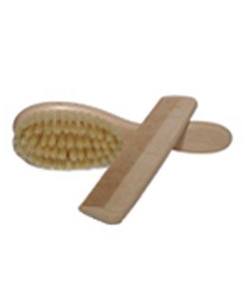 pack brosse en soie de porc et peigne en bois