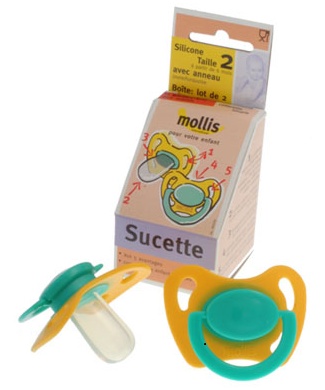 mollis - lot de 2 sucettes en silicone - avec anneau